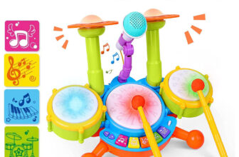 Kids Drum Kit Play Set Baby Toddlers Musical Instrument Toy w/ Microphone Gift