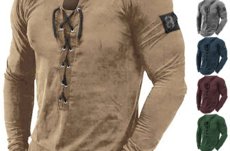 Mens Lace Up Long Sleeve T Shirt Tee Grandad Gym Fitness Muscle Fit Shirts Tops