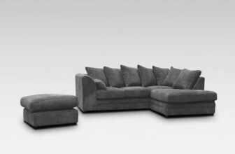 JUMBO CORD LEFT / RIGHT HAND CORNER SOFA SUITE SET + FOOTSTOOL GREY BLACK BROWN