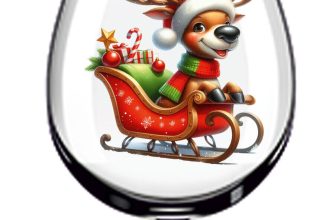 12x Colourful Christmas Reindeer Sleigh Vinyl Sticker Decal Tumbler Wine Glass