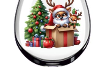 12x Colour Christmas Reindeer Tree Vinyl Sticker Decal Tumbler Wine Glass Bottle