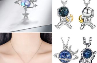 925 Silver Plated Star Moon Planet Astronauts Zircon Pendant Necklace Women Gift