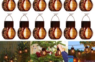 LED Solar Lantern Flickering Flame Effect Hanging Lights Outdoor Garden Decor