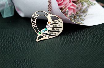 Custom Heart Mom Necklace 925 Sterling Silver Personalized 1-6 Names Birthstones