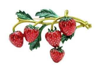 Vivid Red Strawberry Brooch Alloy Vintage Berry Broach Pin Jewelry Gift✨y