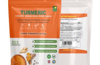 Turmeric (Curcumin) Capsules 3675mg + Organic Black Pepper + Ginger 365 Capsules