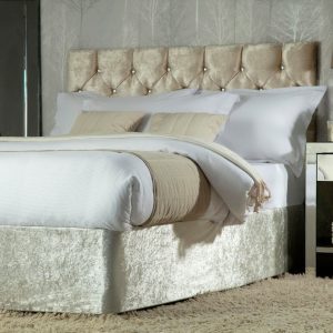 Belledorm Crushed Velvet Divan Bed Base Wrap Valance in Champagne 38cm Deep