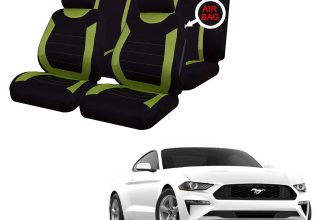 FOR Ford Mustang Green & Black Car Seat Covers Protectors Full Set Washable Pet