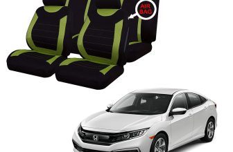 FOR Honda Civic Green & Black Car Seat Covers Protectors Full Set Washable Pet