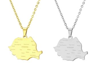 Vintage Romania Map Necklace Simple Flag Symbol Necklace Statement Jewelry