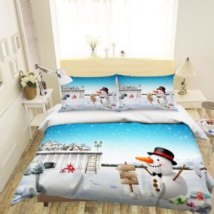 3D Christmas Xmas Snowman 6 Bed Pillowcases Quilt Duvet Cover Set Single King UK