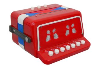 NEW! 7 Keys 2 Bass Children’s Red Toy Accordion Musical Instrument