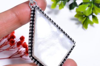 Mother Of Pearl Gemstone Vintage Handmade Jewelry925 Silver Pendant 2.5″ KK9576