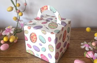 Easter Egg Gift Boxes with Handle Eco Card Square Business Sweet Treat Packaging