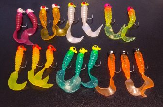 17Pcs Fishing Lures Set Jig Lead Head Hooks Soft Worm Grub Single Tail Baits HO