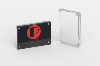 Freestanding Business Card Holder / Clear Acrylic Magnetic Picture Photo Frame