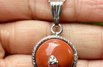 White Gold Filled Red Jasper Fashion Pendant Locket FREE ASSORTED CHAIN #1