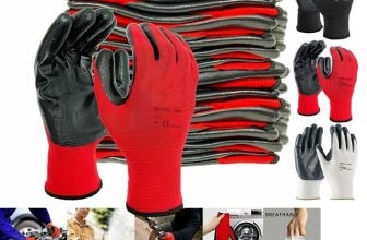 24 Pairs PREMIUM NITRILE COATED Red Nylon Work Gloves Builders Gardening Grip