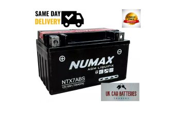 NUMAX NTX7ABS, YTX7A-BS – MOTORCYCLE BATTERY – Filled & Activated 12V 6AH