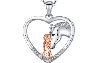 925 Silver Plated Girl Horse Necklace Pendant Shinny Unicorn Heart Love Mom Gift