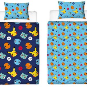 Pokemon Kids Single Coverless Duvet Reversible Bedding Set Blue Quilt 10.5 Tog