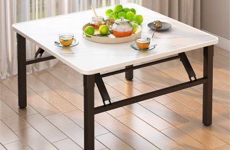 Foldable Square Coffee Table Marbling Top Kitchen Dining Table Side Desk 60/80cm