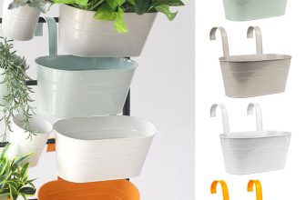 4 x Flower Pots Hanging Balcony Garden Plant Metal Hook Iron Planter Home Decor
