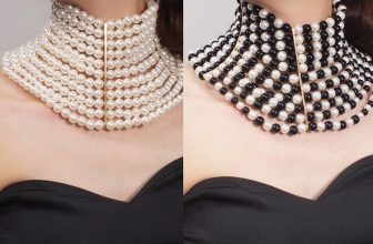 Women Vintage Choker Multi Strands Layered Faux Pearl Jewelry Statement Necklace