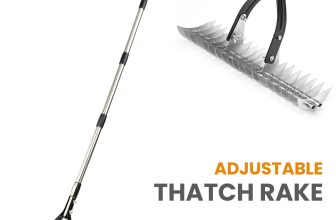 Thatch Rake Stainless Steel Curved Tip Teeth Lawn Rake for Leaves Garden