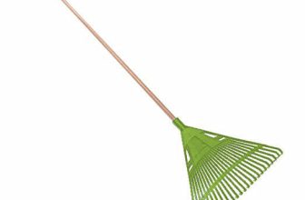 PLASTIC GARDEN RAKE 20 TOOTH LEAF LAWN LEAVES WITH WOODEN 115CM HANDLE