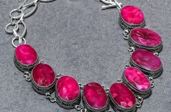 Faceted Kashmiri Ruby Oval Shape Gemstone Handmade Vintage Jewelry Necklace 18″