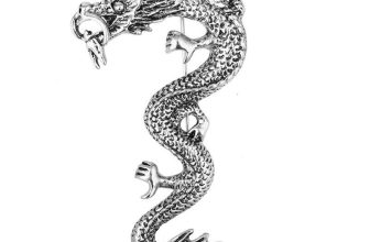 Vintage Chinese Dragon Brooch Silver tone Serpent Pendant Broach Jewellery Gift