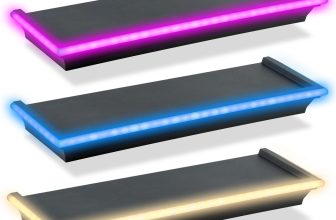 Black Floating Shelves Neon Light LED Wall Mounted Gaming Bedroom Decor Display