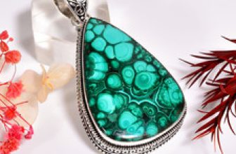 Malachite Gemstone Vintage Handmade Jewelry.925 Silver Pendant 2.5″ MR-10313