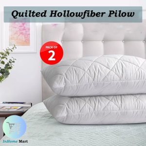 Quilted Pack Of 2 Bounce Back Deep Filled Pillows Ultra Soft Size 50×75 cm