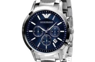 NEW GENUINE EMPORIO ARMANI MENS WATCH AR2448 STAINLESS STEEL SILVER BLUE DIAL