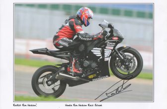 RON HASLAM Signed 12×8 Photo TT ROAD BIKE CHAMPION  COA