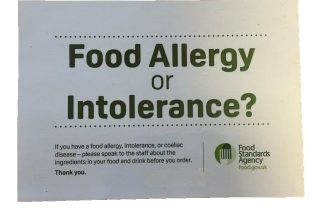 Safer Food Better Business 1x Food Allergy & 1 x Dishes Allergen Signs Laminated