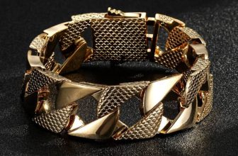 Luxury 18K Gold GF 22mm Lizard Patterned Chaps Snake Cuban Curb Bracelet