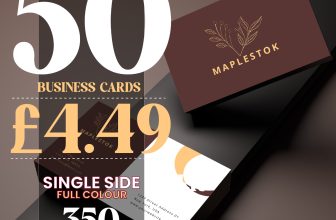 50 Custom Business Cards Silk Printed Full Colour 85mmx55mm 350gsm Single Sided