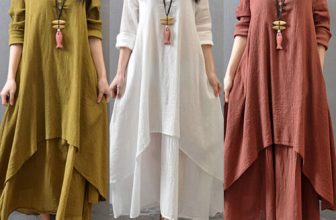 Womens Boho Cotton Linen Dress Long Sleeve Dress Sundress Maxi Dress Casual US