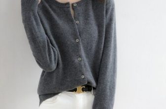 Women’s Cashmere Blend Cardigan Solid Color Simple Crew Neck Sweater Jacket Coat