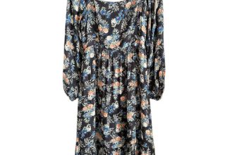 Anthropologie WAYF Womens Floral Long Sleeve Smocked Dress Medium Multicolor New