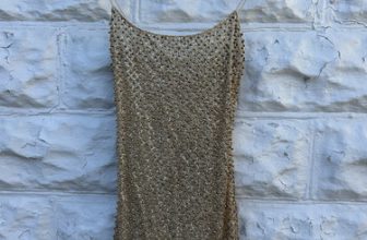 Oh Polly Dress Women’s 4 Gold Beaded Mini Club Gown Party Sleeveless