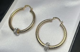 9ct Gold Guilded Hoops Large 70m Chunky Twist Hoop Earrings With Sparkly Balls ✨