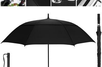Extra Large  Golf Umbrella Automatic Black Windproof Wind Vented Canopy Storm UK