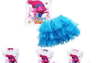 Princess Girls Trolls Poppy Dress Cosplay Gown Kids Dress Party Fancy Tutu Dress