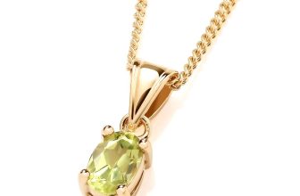 9ct Yellow Gold on Silver Peridot Pendant Necklace August Birthstone + Chain