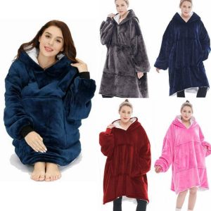 Oversized Hoodie Blanket warm Ultra Plush Soft Sherpa Fleece Giant Sweatshirt