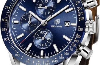 Benyar Watches Analogue Quartz Chronograph Genuine Leather Waterproof Mens Watch